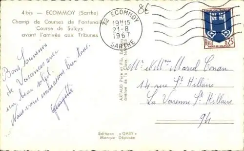 Ak Écommoy Sarthe, Rennbahn Fontenail
