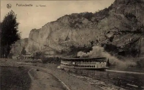 Ak Profondeville Wallonien Namur, Tunnel, Dampfer