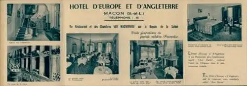 Ak Mâcon Saône-et-Loire, Hotel Europas und Englands