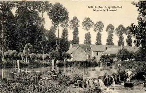 Ak Pont de Braye Sarthe, Moulin de Ronsard