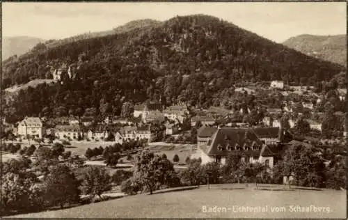 Ak Lichtental Baden Baden am Schwarzwald, Panorama vom Schaafberg aus gesehen