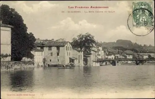 Ak Saint Girons Ariège, Das rechte Ufer des Salat