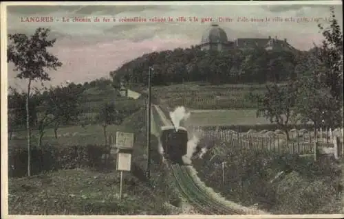 Ak Langres Haute Marne, Bahn nach Cremaillere Langres