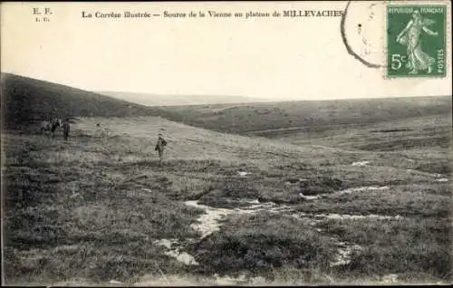 Ak Millevaches Corrèze, Quelle der Vienne auf dem Plateau