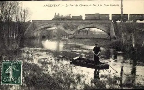 Ak Argentan-Orne, Die Eisenbahnbrücke bei Fosse Corbette