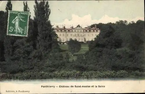 Ak Ponthierry Seine et Marne, Château de Sainte Assise und die Seine