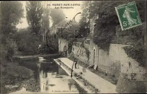 Ak Moret sur Loing Seine et Marne, Les Remparts