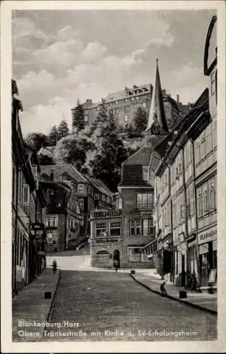 Ak Bad Blankenburg in Thüringen, obere Tränkestraße, Kirche, SV-Erholungsheim