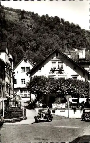 Ak Bad Berneck im Fichtelgebirge Bayern, Gasthof Drei Linden, Autos