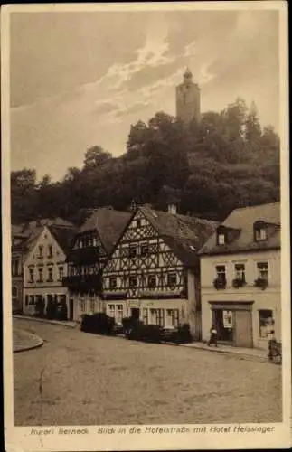 Ak Bad Berneck im Fichtelgebirge Oberfranken, Hoferstraße mit Hotel Heissinger