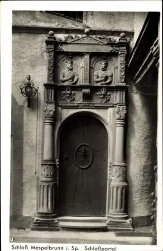 Ak Mespelbrunn im Spessart Unterfranken, Schloss, Portal