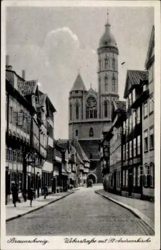 Ak Braunschweig in Niedersachsen, Weberstraße, St. Andreaskirche