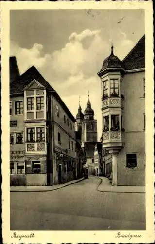 Ak Bayreuth, Blick in die Brautgasse, Restaurant