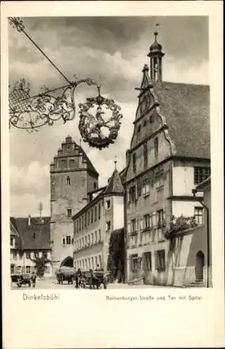 Ak Dinkelsbühl in Mittelfranken, Rothenburger-Straße, Tor, Spital