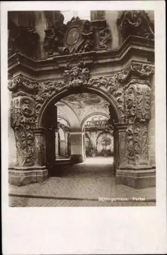 Foto Ak Bamberg Oberfranken, Böttingerhaus, Blick durch einen Torbogen