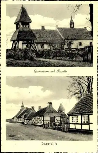 Ak Damp in Schleswig Holstein, Stift, Glockenturm, Kapelle, Fachwerkhäuser