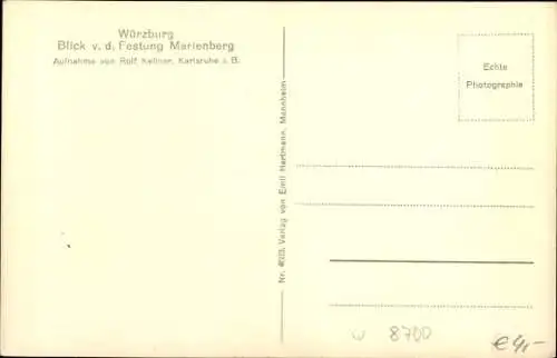 Ak Würzburg am Main Unterfranken, Blick von der Festung Marienberg