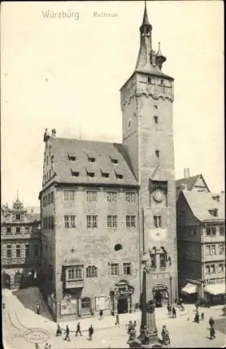 Ak Würzburg in Unterfranken, Rathaus, Denkmal