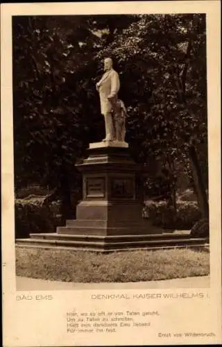 Ak Bad Ems an der Lahn, Denkmal Kaiser Wilhelm I