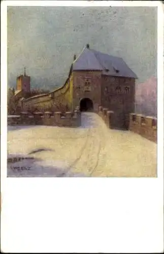 Ak Lutherstadt Eisenach in Thüringen, Wartburg, Tor, Winter