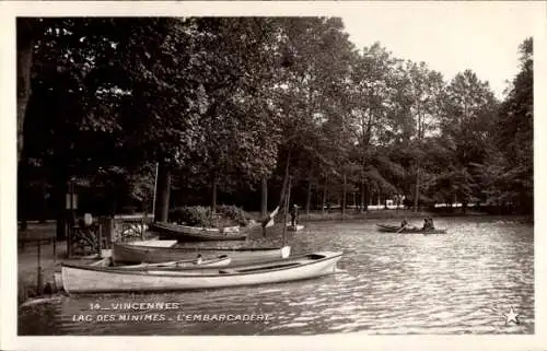 Ak Vincennes Val de Marne, Lac des Minimes, L'Embarcadere, Ruderboote