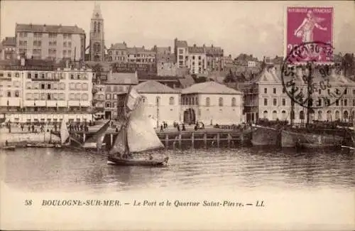 Ak Boulogne sur Mer Pas de Calais, Hafen, Quartier St. Pierre