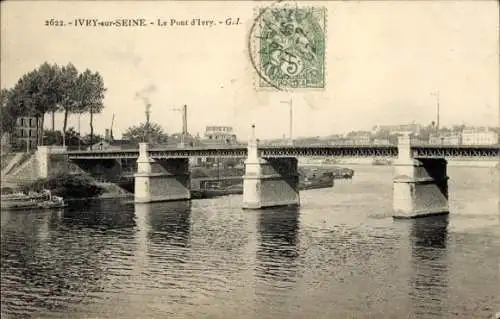 Ak Ivry sur Seine Val de Marne, Le Pont d'Ivry