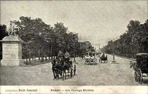 Ak Paris VIII, Avenue des Champs Élysées, Pferdekutschen