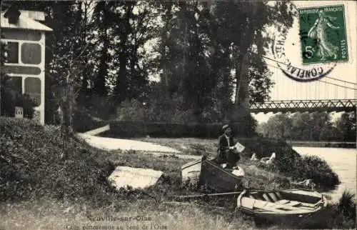 Ak Neuville sur Oise Val-d’Oise, Bord de l'Oise