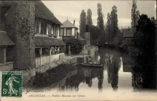 Ak Argentan Orne, Vieilles Maisons sur l'Orne