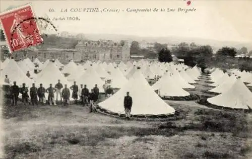 Ak La Courtine Creuse, Campement de la 2me Brigade Juillet 1909