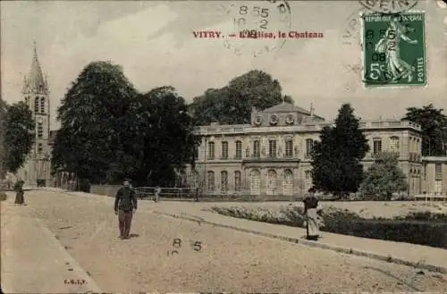 Ak Vitry sur Seine Val de Marne, L'Eglise, le Chateau