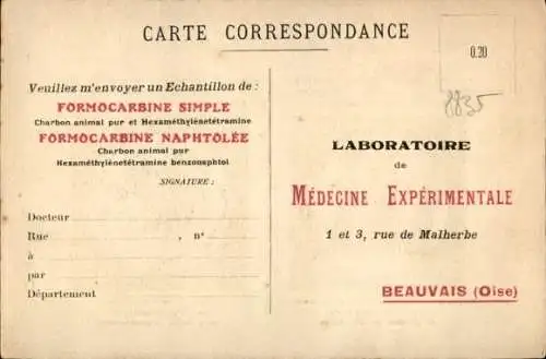 Ak Beauvais Oise, Laboratoire de Medecine Experimentale, Rue de Malherbe, Formocarbine