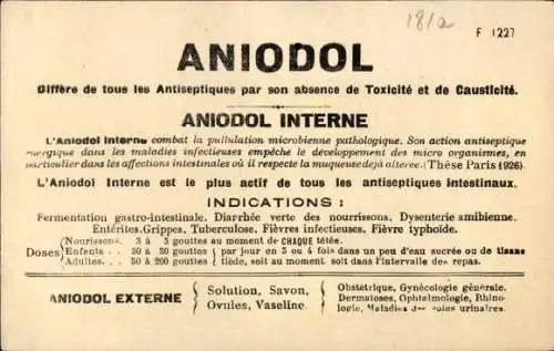 Ak Aniodol Interne, Reklame, Laboratoires de l'Aniodol, Nanterre