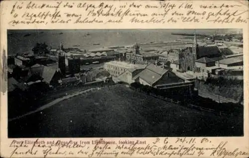 Ak Port Elizabeth Südafrika, Panorama, Bucht vom Leuchtturm