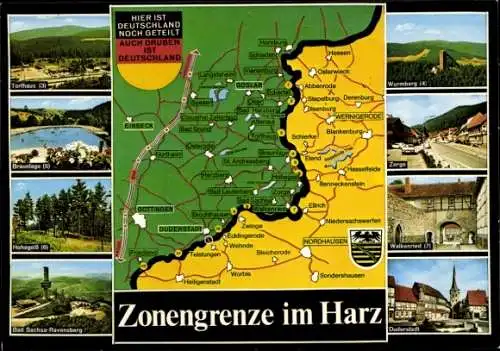 Landkarten Ak Zonengrenze im Harz, DDR, BRD, Torfhaus, Braunlage, Hohegeiß, Zorge, Duderstadt