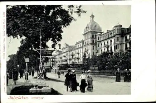 Ak Interlaken Kt. Bern, Höheweg, Straßenpartie, Restaurant, Grand Hotel Jungfrau