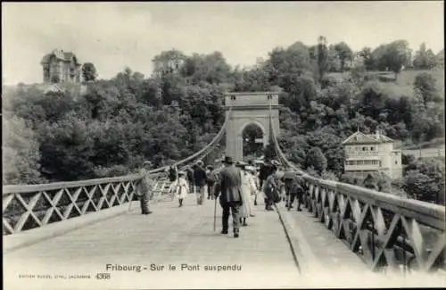 Ak Fribourg Freiburg Stadt Schweiz, Brückenpartie