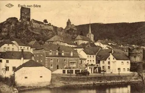 Ak Esch sur Sure Esch an der Sauer Luxemburg, Teilansicht, Hôtel des Ardennes