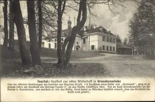 Ak Großhesselohe Pullach Oberbayern, Gasthof zur alten Wirtschaft, Isartal