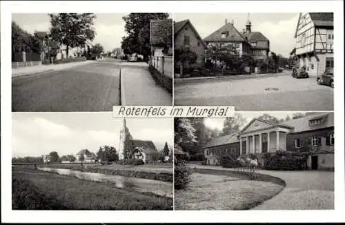 Ak Bad Rotenfels Gaggenau im Murgtal Baden, Teilansichten, Kirche, Straßenpartie