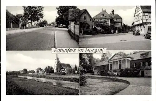 Ak Bad Rotenfels Gaggenau im Murgtal Baden, Teilansichten, Kirche, Straßenpartie