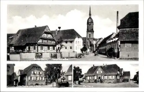 Ak Schuttern Friesenheim im Schwarzwald, Hauptstraße, Gasthaus zur Linde, Rathaus