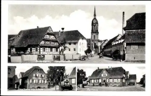 Ak Schuttern Friesenheim im Schwarzwald, Hauptstraße, Gasthaus zur Linde, Rathaus