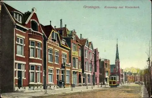 Ak Groningen, Kraneweg mit Westerkerk