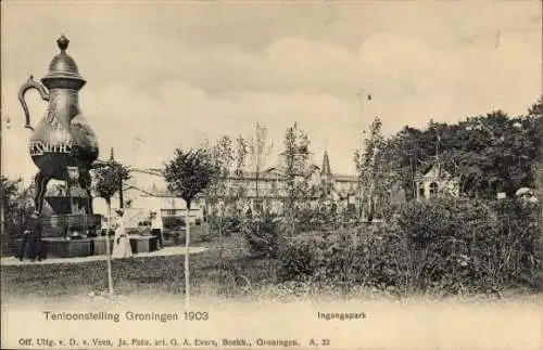 Ak Groningen Niederlande, Eingangspark, Ausstellung 1903