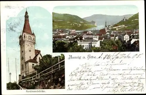 Ak Ústí nad Labem Aussig Elbe Stadt, Ferdinandshöhe, Panorama