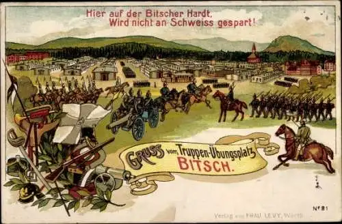 Litho Bitche Bitsch Lothringen Moselle, Truppenübungsplatz