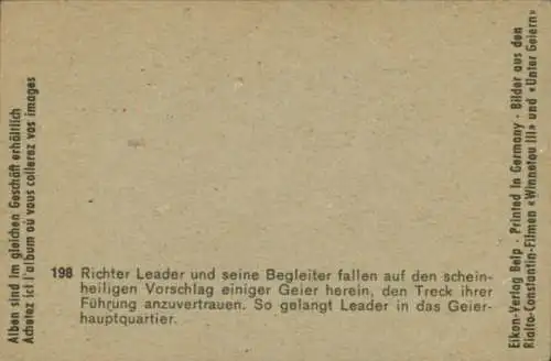 Einzel Sammelbild aus den Rialto-Constantin-Filmen "Winnetou III" und "Unter Geiern", Bild 198