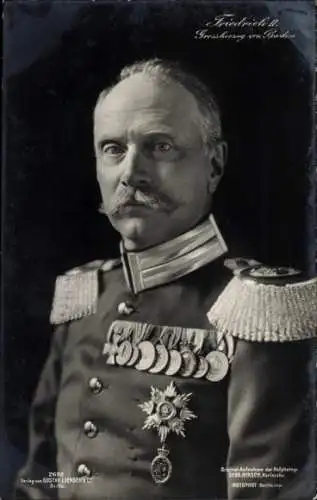 Ak Großherzog Friedrich II. von Baden, Portrait, Uniform, Orden, Liersch 2692